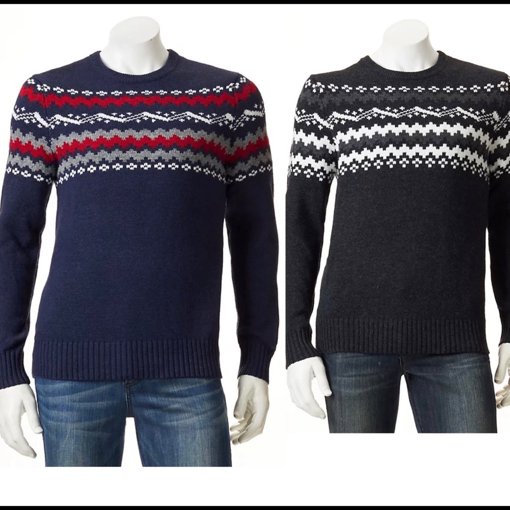 🆕 1/$20 or 2/$30 NWT Mens Fairisle Winter Sweaters - Size L